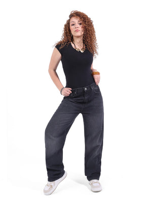 Straight Black Casual Jeans