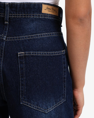 Wide Leg Dark Blue Casual Jeans
