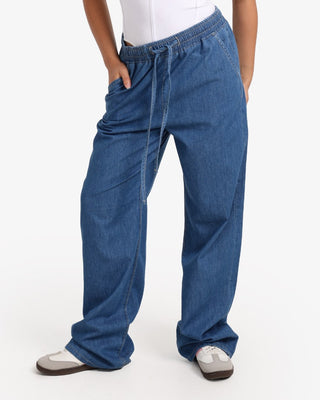 Soft Wide Leg Blue Casual Jeans
