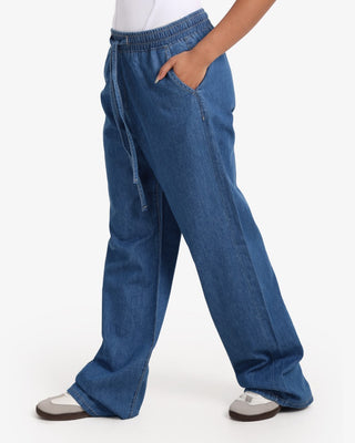 Soft Wide Leg Blue Casual Jeans