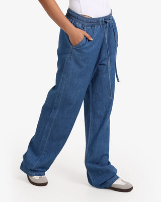 Soft Wide Leg Blue Casual Jeans