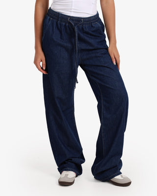 Soft Wide Leg Dark Blue Casual Jeans