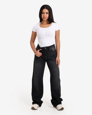 Bling Bling Black Wide Leg Casual Jeans
