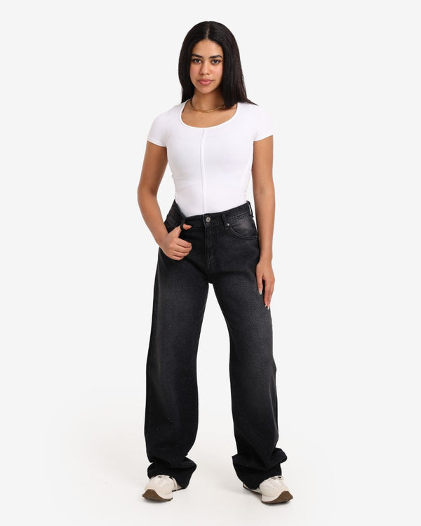 Bling Bling Black Wide Leg Casual Jeans