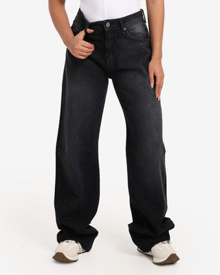 Bling Bling Black Wide Leg Casual Jeans