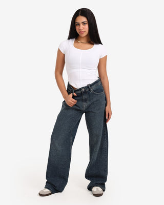 Bling Bling Dark Blue Wide Leg Casual Jeans