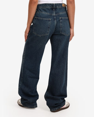 Bling Bling Dark Blue Wide Leg Casual Jeans