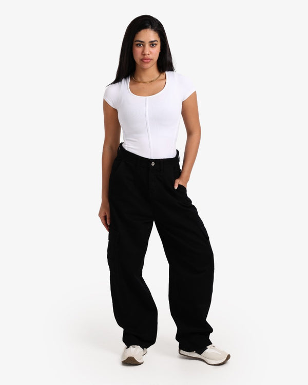 Skater Black Casual Gabardine