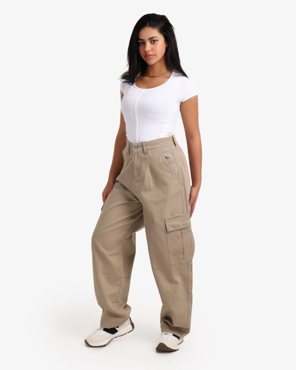 Skater Beige Casual Gabardine
