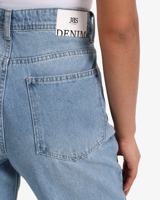 Wide Leg Light Blue Casual Jeans With Side Zipper (For Long Girls)
