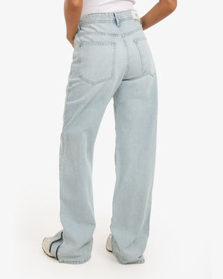 Wide Leg Ice Blue Casual Jeans With Side Zipper (For Long Girls)