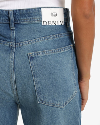 Wide Leg Blue Casual Jeans With Side Zipper (For Long Girls)