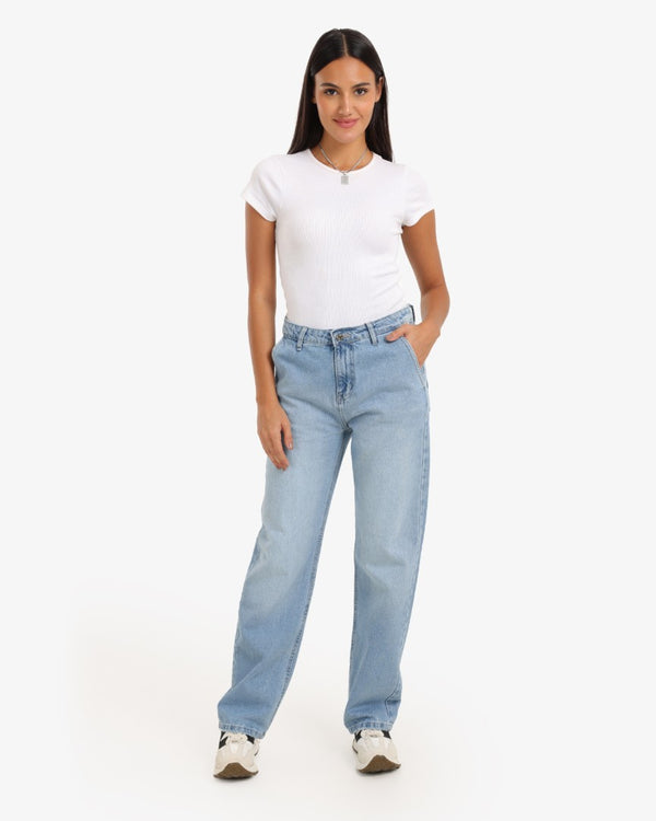 Straight Light Blue Casual Jeans