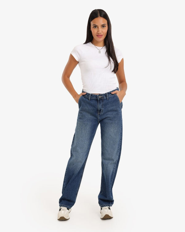 Straight Blue Casual Jeans