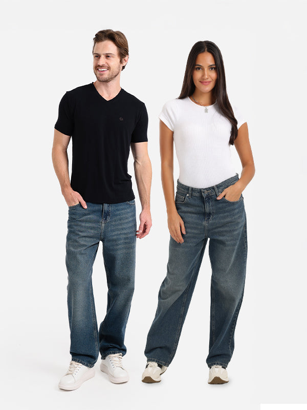 UNI-SEX Baggy Dirty Blue Casual Jeans