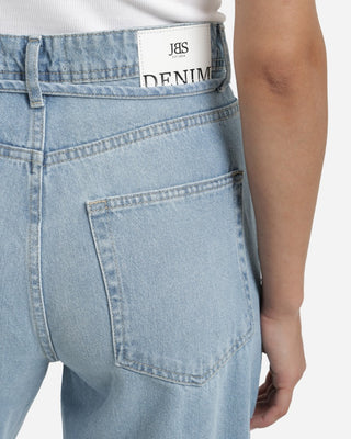 Wide Leg With Belt Light Blue Casual Jeans