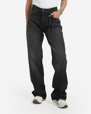 Wide Leg With Belt Dark Grey Casual Jeans