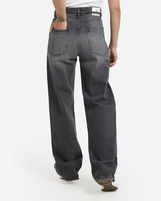 Wide Leg With Belt Grey Casual Jeans