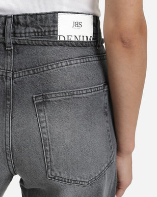 Wide Leg With Belt Grey Casual Jeans