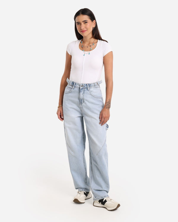 Balloon Fit Ice Blue Casual Jeans