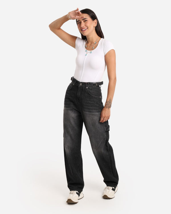 Balloon Fit Black Casual Jeans