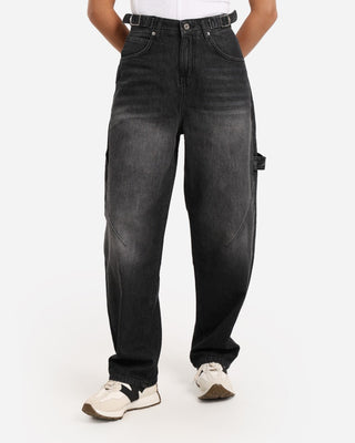 Balloon Fit Black Casual Jeans
