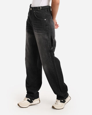Balloon Fit Black Casual Jeans