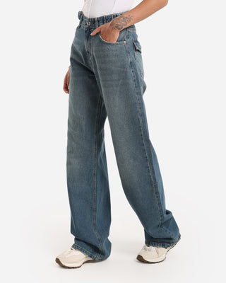 Wide Leg  Dirty Flap Pocket Casual Jeans