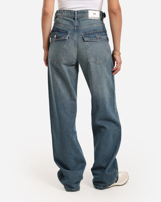 Wide Leg  Dirty Flap Pocket Casual Jeans