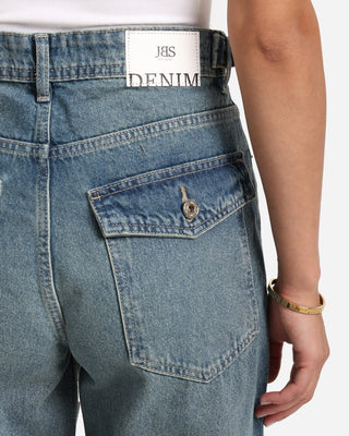 Wide Leg  Dirty Flap Pocket Casual Jeans