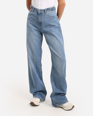 Wide Leg Light Blue Flap Pocket Casual Jeans