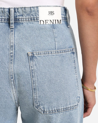 Wide Leg Ice Blue Front Pocket Casual Jeans