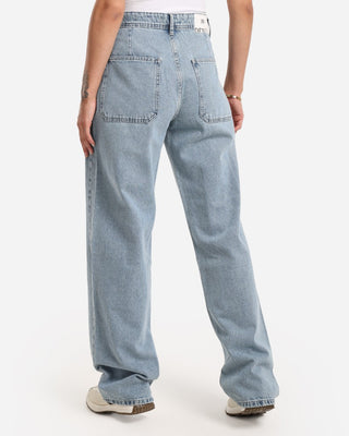 Wide Leg Ice Blue Front Pocket Casual Jeans