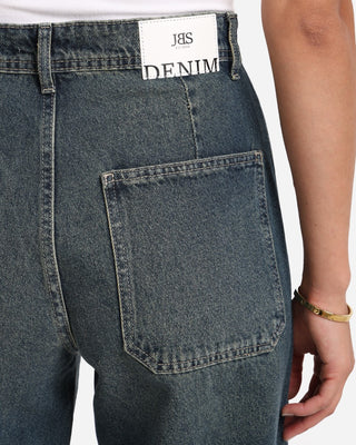 Wide Leg Dirty Blue Front Pocket Casual Jeans