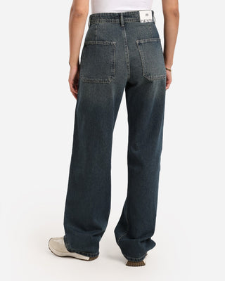 Wide Leg Dirty Blue Front Pocket Casual Jeans