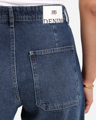 Wide Leg Blue Front Pocket Casual Jeans