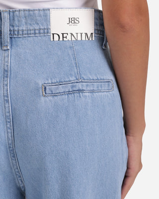 Pleated Wide Leg Blue Casual Jeans