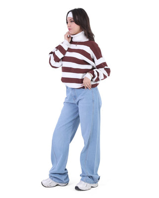 Wide Leg With Strap Light Blue Casual Jeans