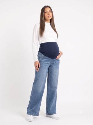 Pregnancy Wide Leg Casual Jeans