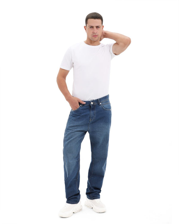 Wide Leg Med Blue Casual Jeans