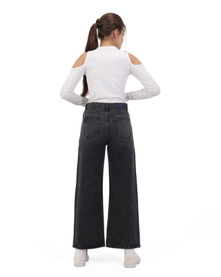 Wide Leg Dark Gray Casual Jeans