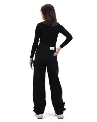 Wide Leg Black Casual Jeans