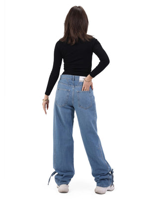 Wide Leg Ice Blue Casual Jeans