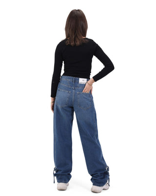 Wide Leg Med Blue Casual Jeans