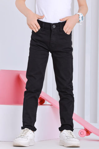 Boys Skinny Black Casual Gabardine