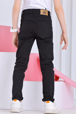 Boys Skinny Black Casual Gabardine