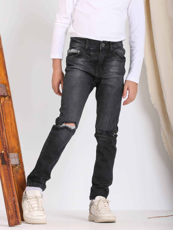 Skinny Dark Grey Cutting Casual Jeans