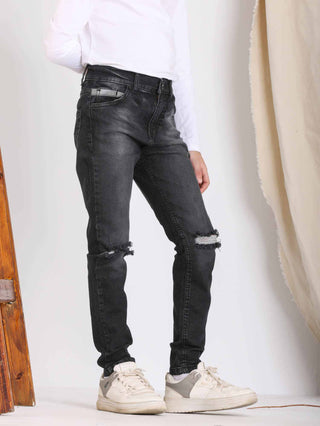 Skinny Dark Grey Cutting Casual Jeans