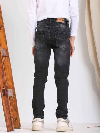 Skinny Dark Grey Cutting Casual Jeans