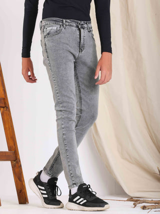 Boys Skinny Light Grey Casual Jeans